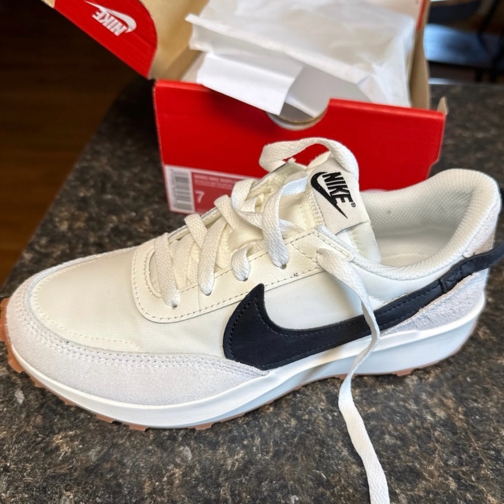 Nike Cream and Black Athletic Shoes Classic Design